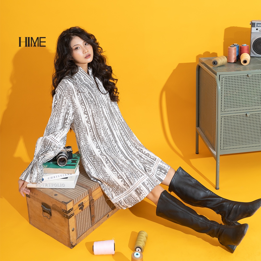 Váy thiết kế họa tiết thổ cẩm HIME H056