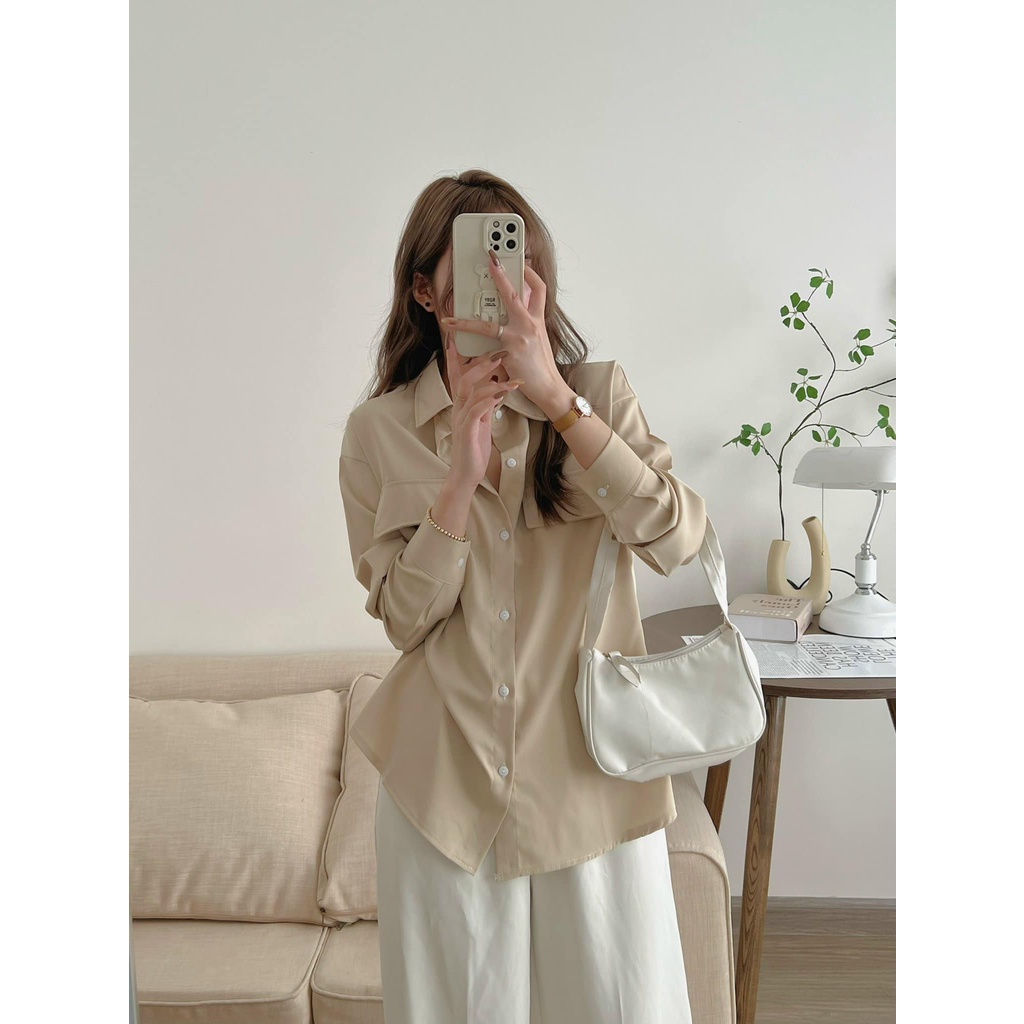 Áo sơ mi nữ lụa trượt không nhăn Junnie Closet