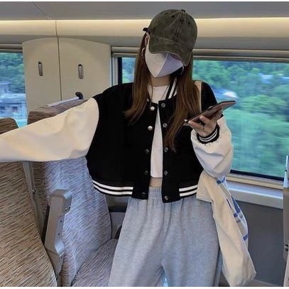 Áo Khoác Nữ, Áo Khoác Bomber Chất Dạ Phối Tay Da Dáng Ngắn Croptop Basic Siêu Xinh Hàng Loại 1