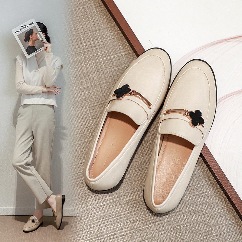 Giày Lười Da Đế Dày Mềm Mại Phong Cách Anh Quốc Cổ Điển Thời Trang 2020 Cho Nữ