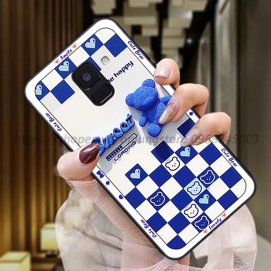 Ốp lưng Samsung A6 2018/ A6 Plus/ A8 2018/ A8 Plus/ J8 in hình 3D gấu cute cool ngầu giả nổi.