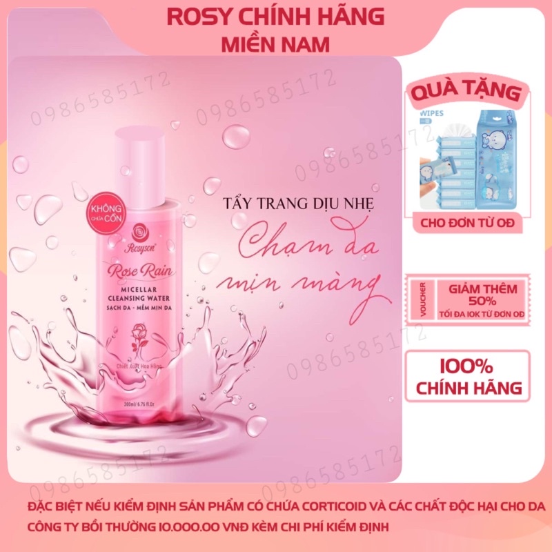 Tẩy trang không cồn, dịu nhẹ, phù hợp với mọi loại da, an toàn cho cả mẹ bầu