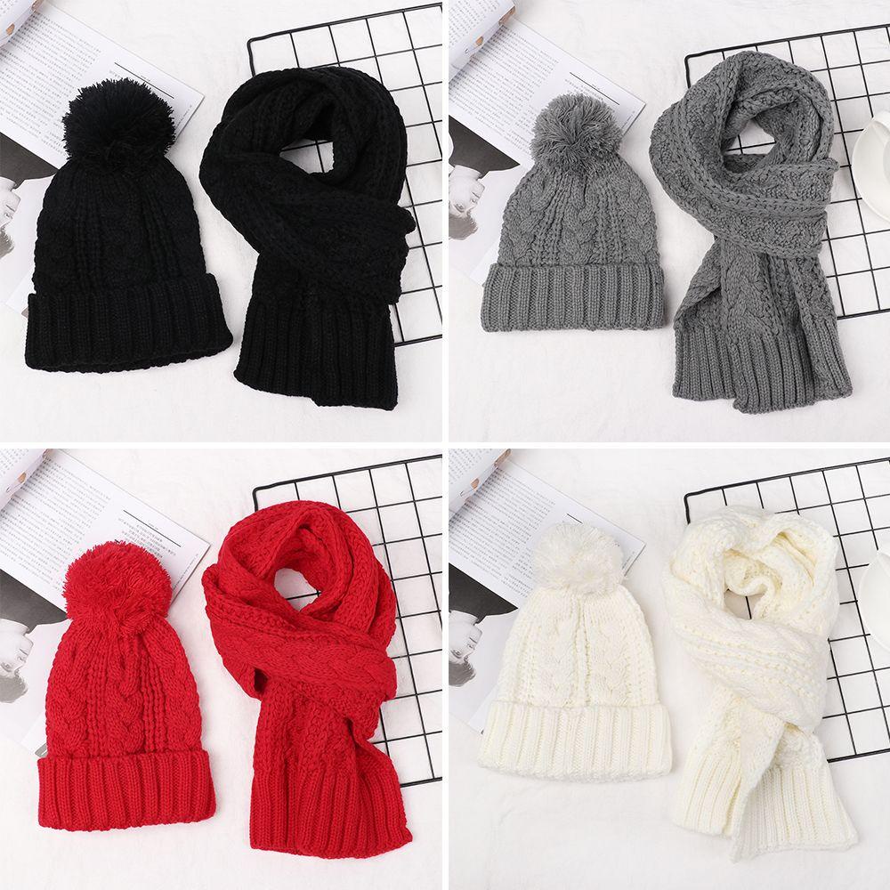 JONYE Set Mũ Len Kèm Khăn Choàng Cổ Mềm Mại Giữ Ấm Mùa Đông