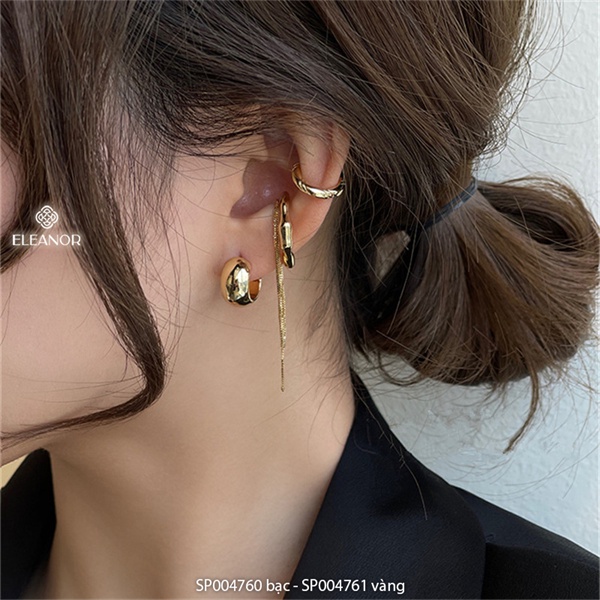 Bông tai nữ gắn vành Eleanor Accessories phối dây cá tính set phụ kiện trang sức 4760