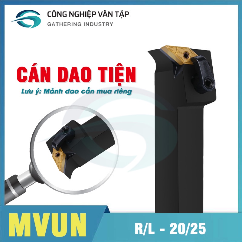 Cán dao tiện MVUN R2020K16/R2525M16/L2525M16 góc 93 độ, kèm đai ốc
