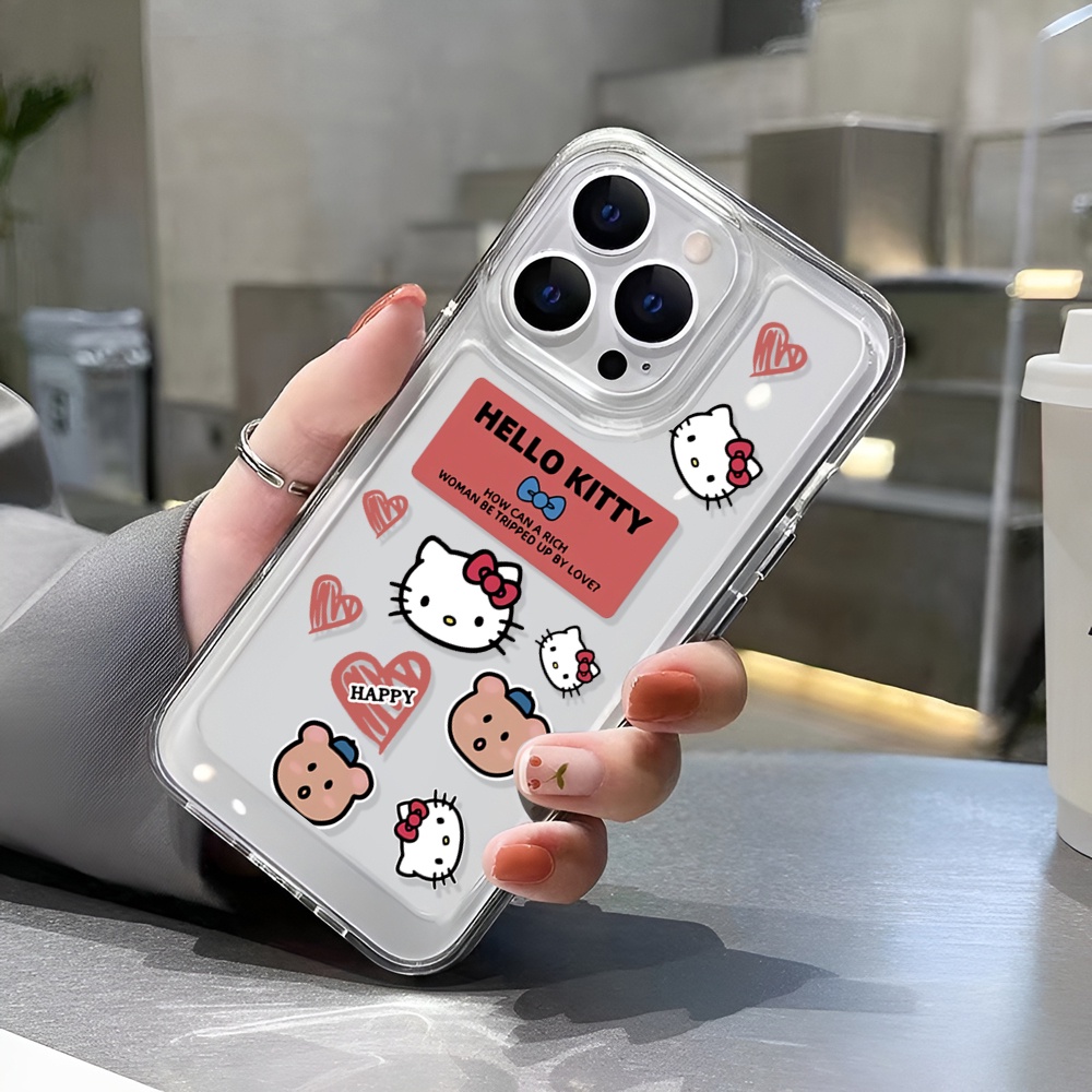 Ốp Điện Thoại Trong Suốt Hình hello kitty Gấu Cho iphone 14ProMax 14Plus 13 11 12 7Plus X XR XS Max
