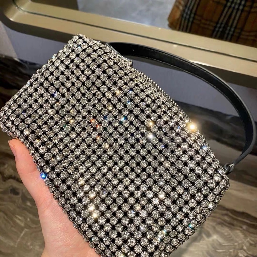 Túi xách nữ rhinestone đính đá size 18 xinh xắn chanh sả