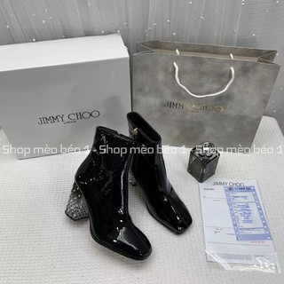 Bốt boot jc da bóng mũi vuông gót trụ pha màu fullbox