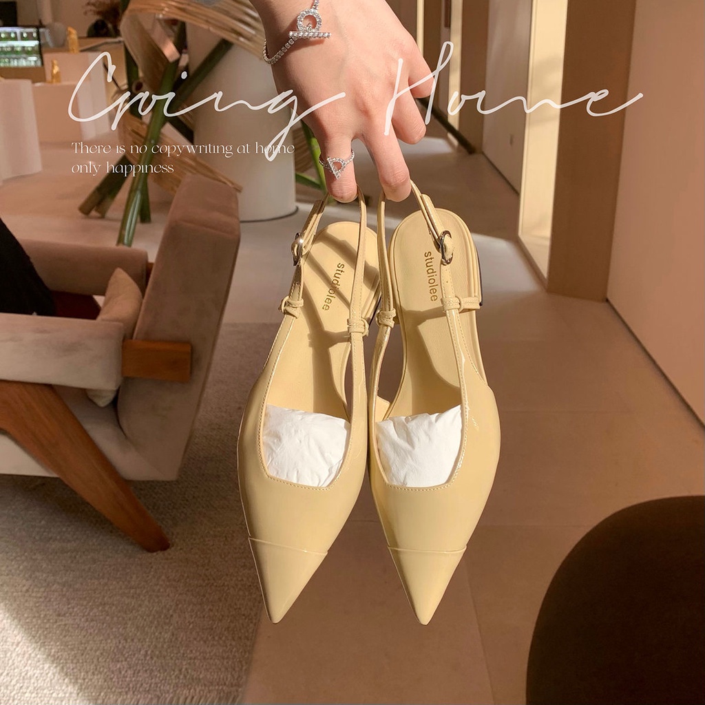 B28✺Mango home Mango home Giày Búp Bê Gót Thấp Mũi Nhọn Nhỏ Dày Dặn Miệng Nông Phẳng Sớm Mùa Xuân singl