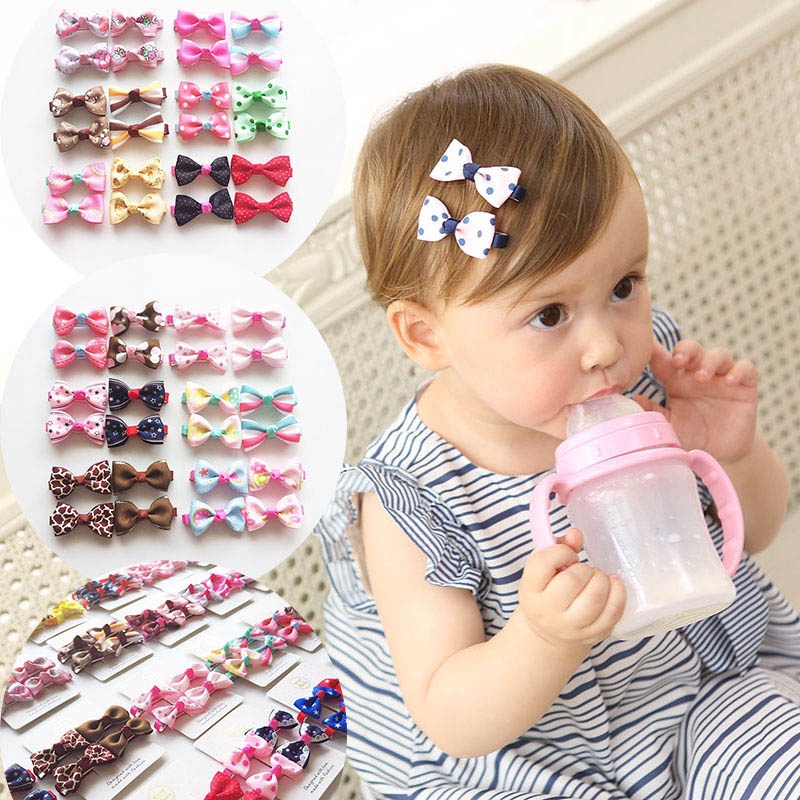 10Pcs/lot Candy Color Baby Mini Small Bow Hair Clips Safety Hair Pins Barrettes for Children Girls Kids Hair Accessories