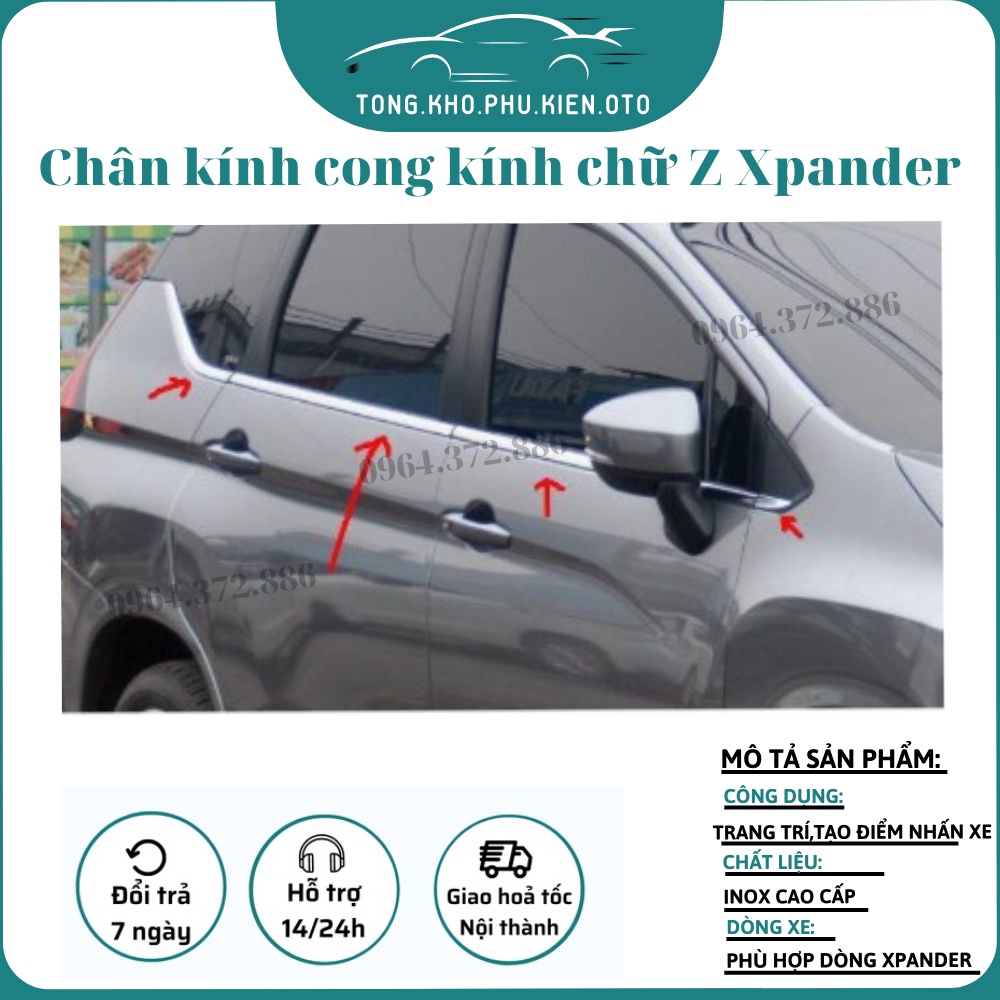 NẸP CHÂN KÍNH, CONG KÍNH XE XPANDER, XPANDER CROSS 2018-2022 inox cao cấp