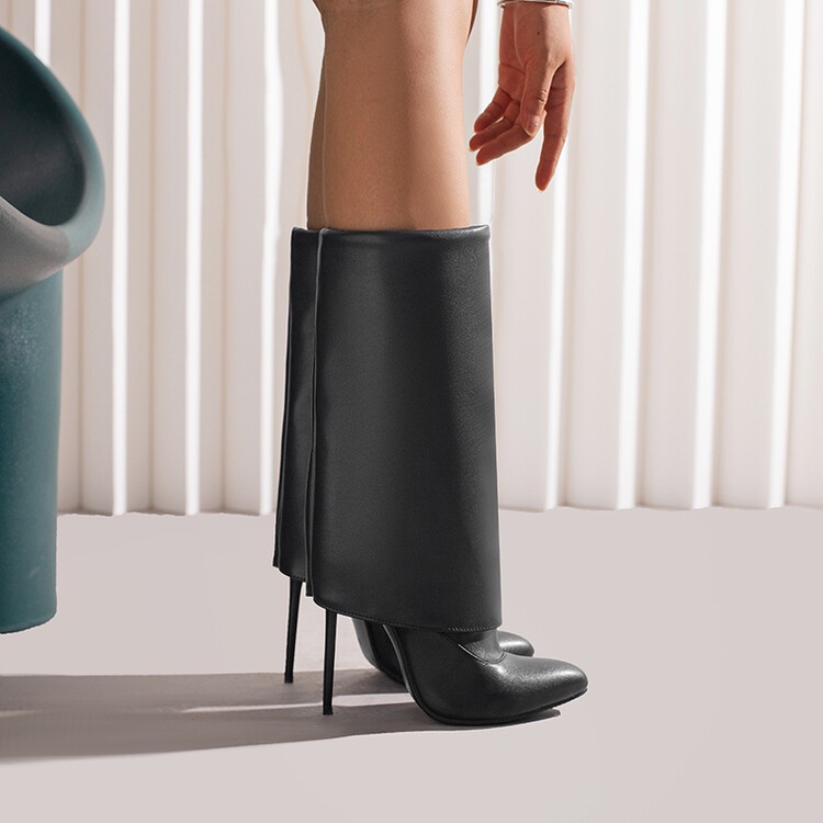 Giày Bốt Cao Gót 12cm Mũi Nhọn Thời Trang Thu Đông 2022 Cho Nữ Size Lớn 34-43