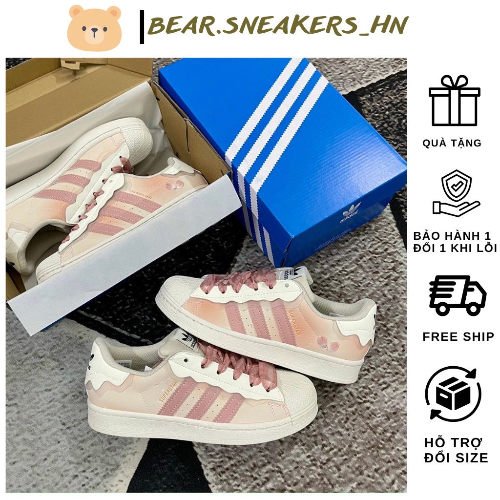 Giày Thể Thao SuperStar , Das Sò màu hồng nhạt siêu xinh, Hàng Quảng Châu, From cực đẹp, Full Box+ Phụ Kiện