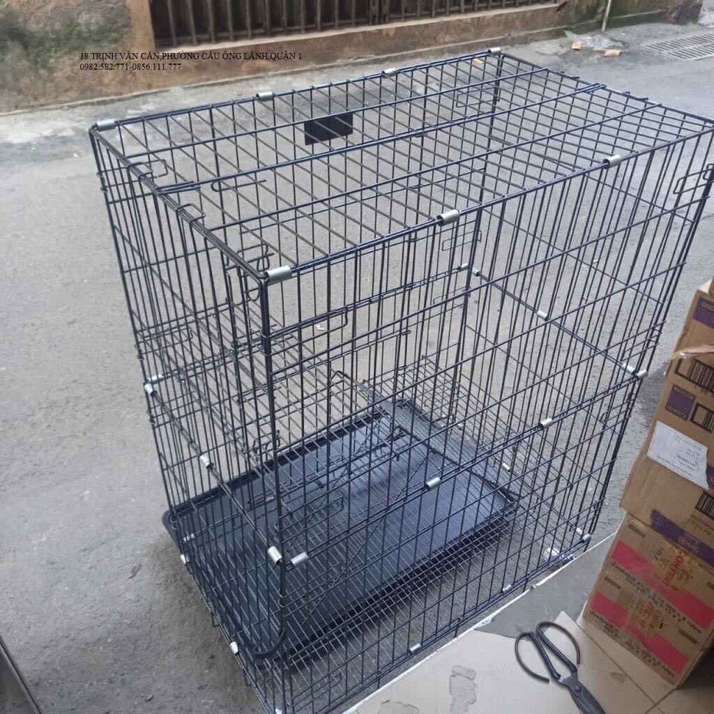 Lồng mèo VÂN ĐÁ gấp gọn, chuồng mèo 3 tầng cao 110cm -Có bánh xe, khay vệ sinh,cầu thang