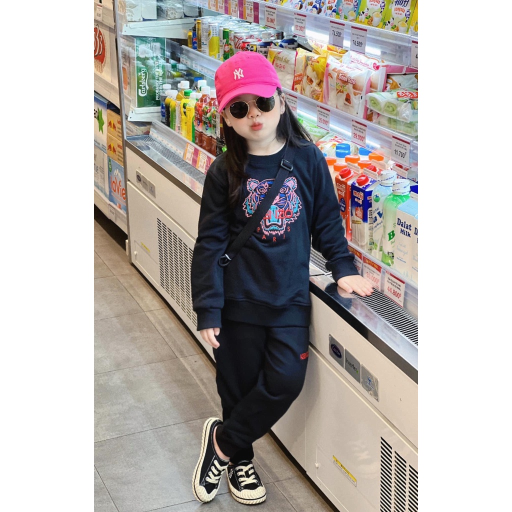Bộ quần áo sweater kenzoo ver 2 cho bé , set nỉ cổ tròn unisex street style,Kid_genZ