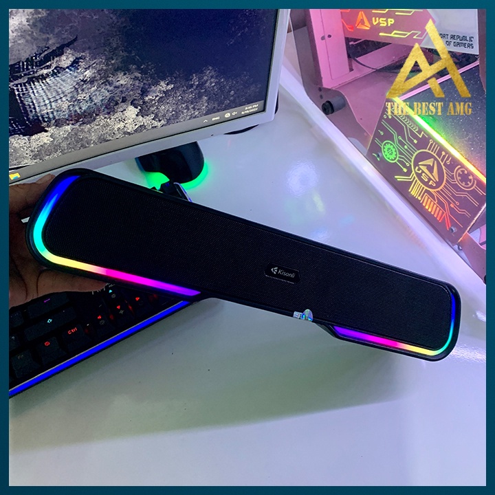 Loa Thanh Soundbar Bluetooth Led RGB Kisonli 913 - Loa Máy Tính Để Bàn Không Dây Âm Bass Siêu Trầm Cực Hay
