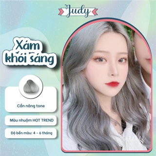 Thuốc nhuộm tóc màu Xám khói sáng + tặng kèm oxy trợ nhuộm |Judyhairs tự nhuộm tóc tại nhà dễ dàng