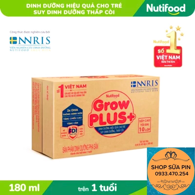 HÀNG CHÍNH HÃNG -  Sữa bột pha sẵn Grow Plus đỏ + suy dinh dưỡng 180ml (thùng 48 hộp) (DATE LUÔN MỚI)