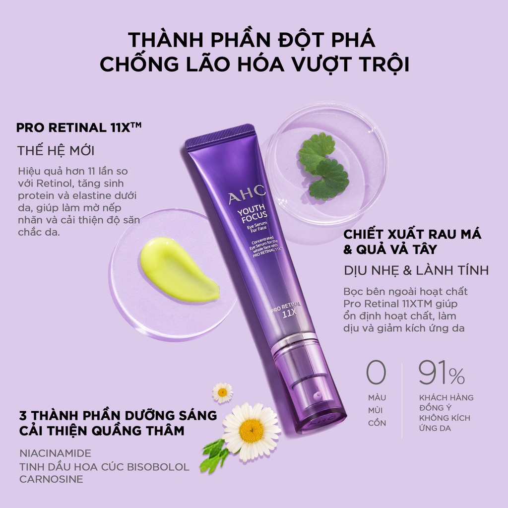 Tinh Chất Chống Lão Hóa 2 Trong 1 Cho Mắt Và Mặt - AHC Youth Focus Eye Serum For Face 30 ml