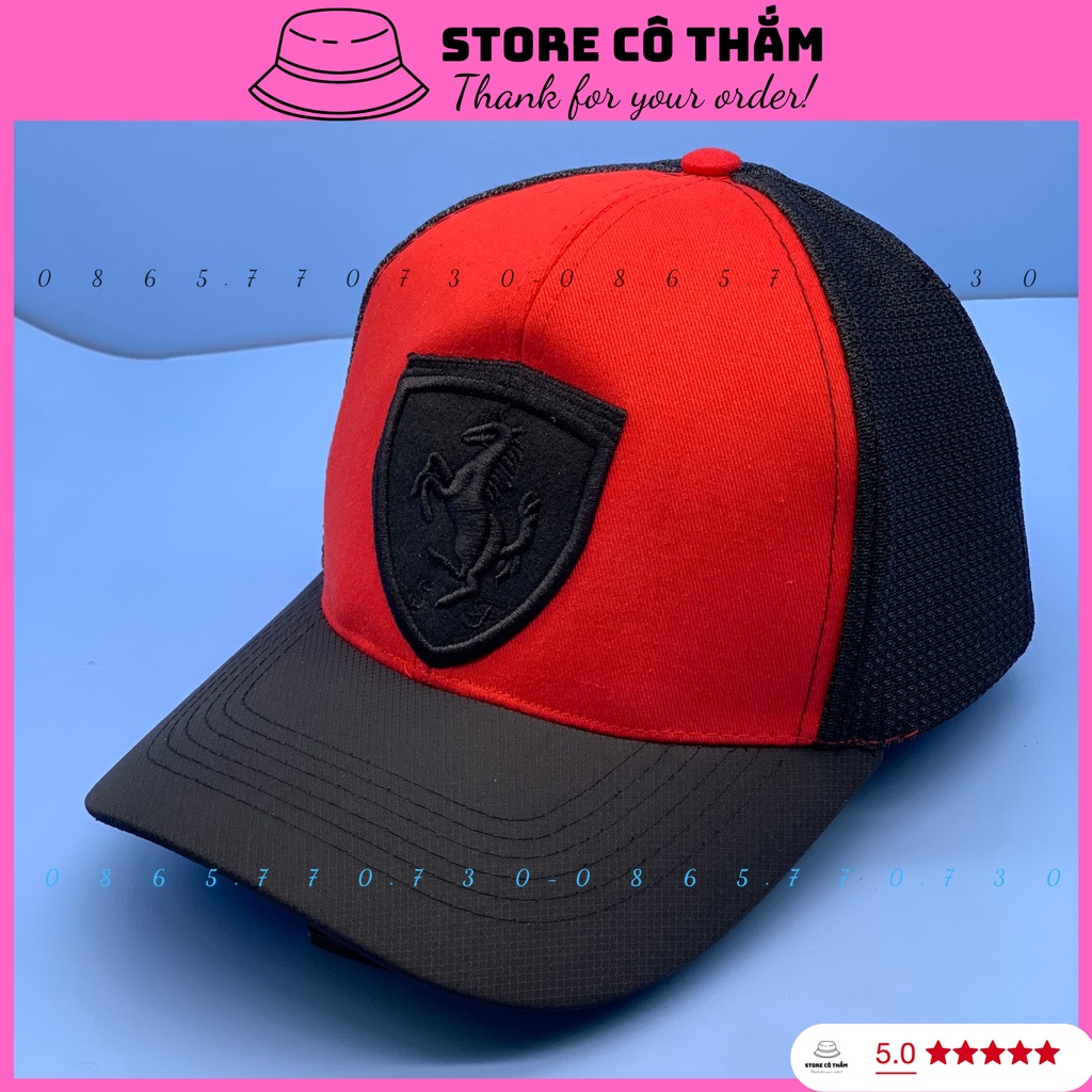 MŨ LƯỠI TRAI FEERARI LOGO CON NGỰA PHỐI MÀU ĐỎ ĐEN CAO CẤP HÀNG ĐẸP CHUẨN