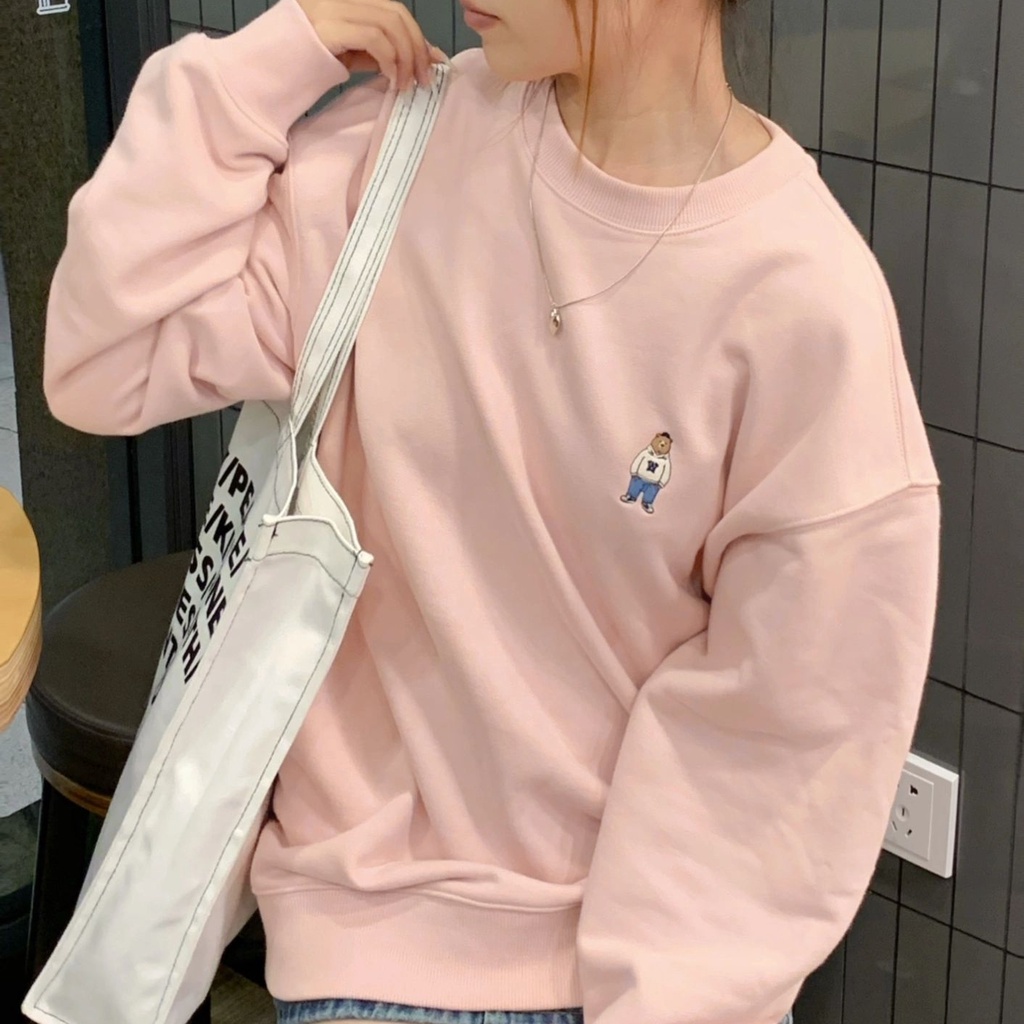 Áo sweater SUXI tay dài cổ tròn dáng rộng thời trang xuân thu dành cho nữ