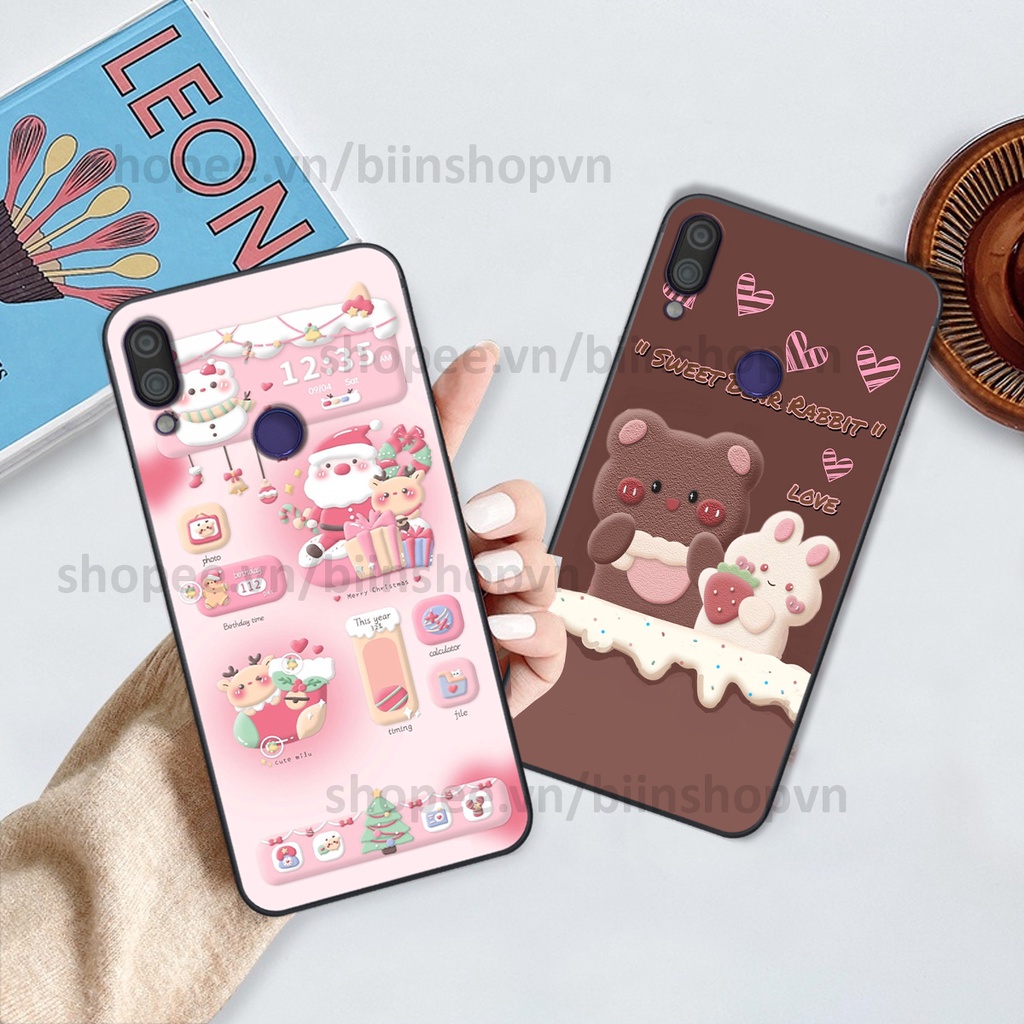 Ốp Xiaomi Redmi Note 7 in hình gấu chocolate kẹo ngọt siêu đẹp siêu xinh