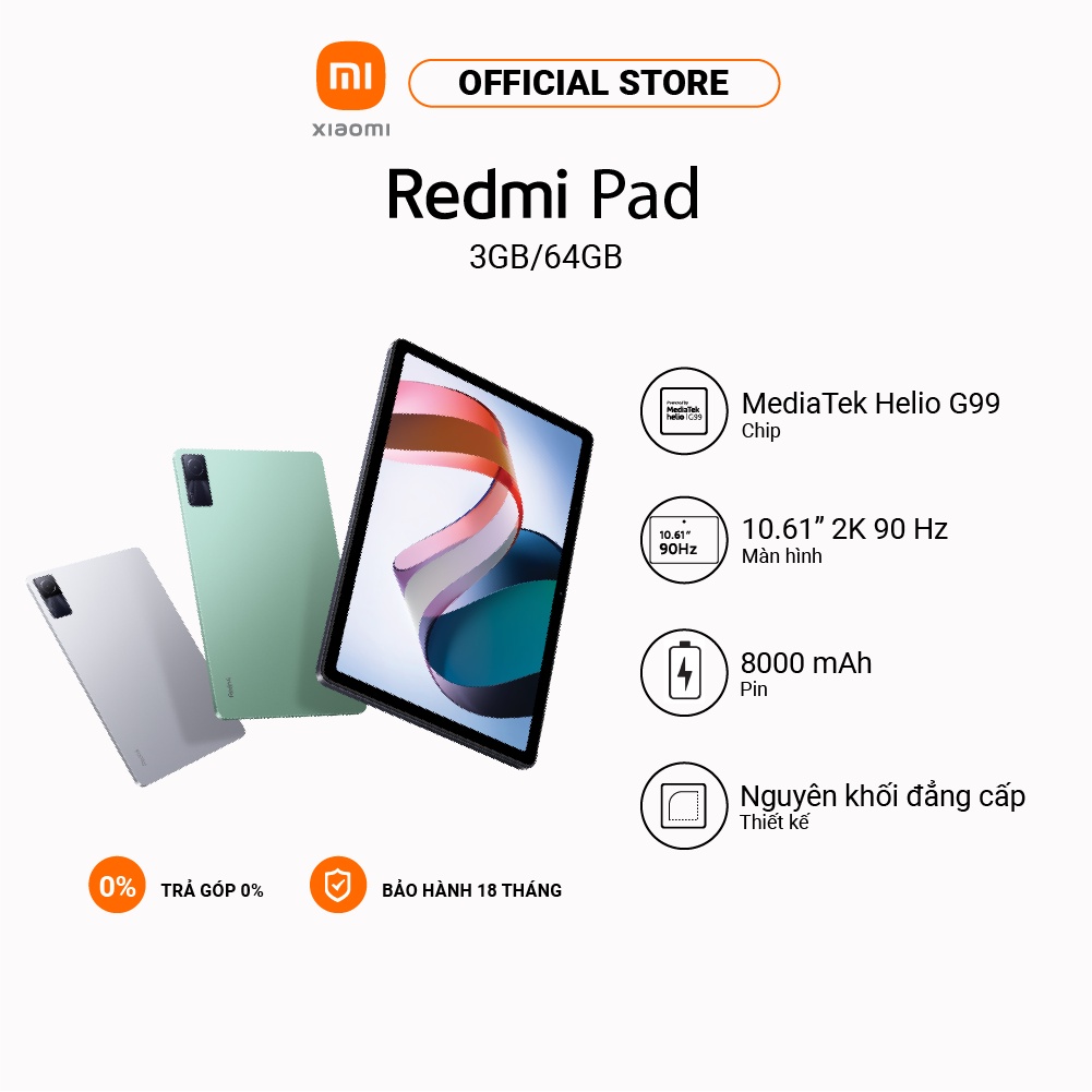 Máy tính bảng Redmi Pad | MediaTek Helio G99 | Pin 8000 mAh Sạc nhanh 18W | BigBuy360 - bigbuy360.vn