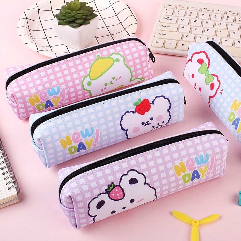 Túi Đựng Bút Vải Canvas Cỡ Lớn In Hoạt Hình Dễ Thương Cho Bé