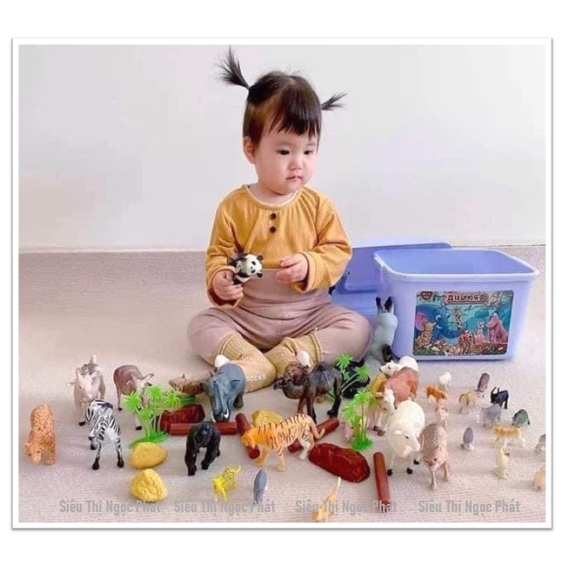 [LOẠI 1_NHỰA ABS] Thùng Động Vật 58 Chi Tiết_Nhựa An Toàn cho Bé sử dụng