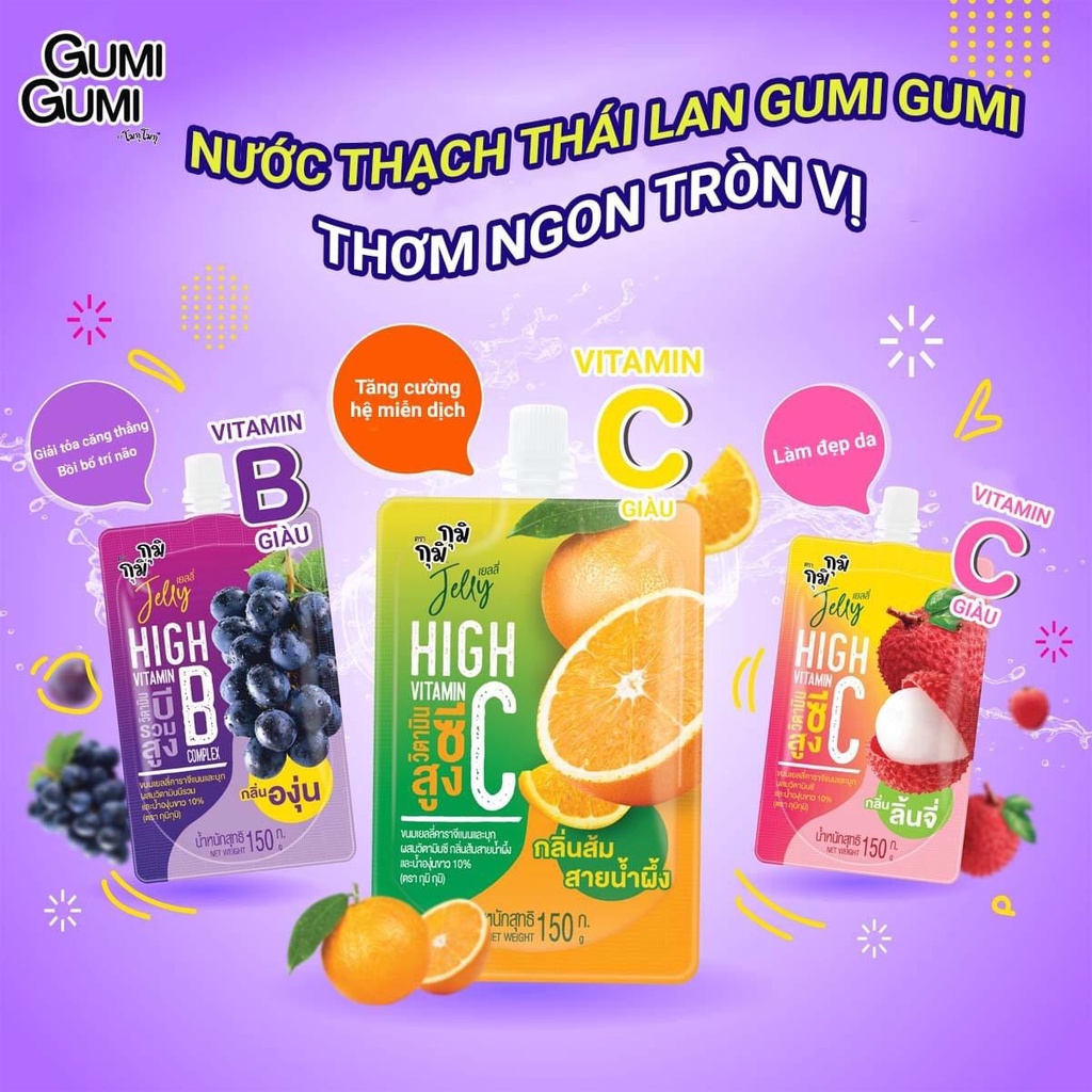 Túi Nước Thạch Vitamin Jelly GUMI GUMI Thái Lan