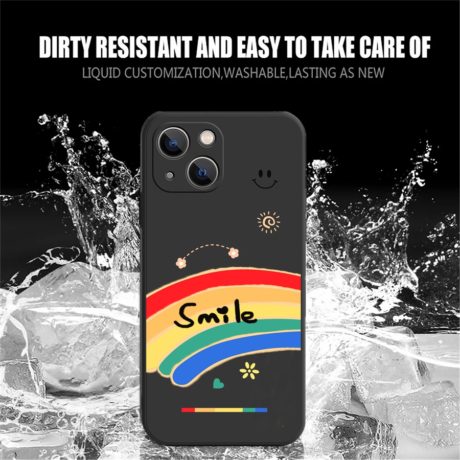Ốp Điện Thoại Vuông In Hình Mặt Cười Cầu Vồng Cho IPhone 14 Pro Max 13 Pro Max 11 12 Xr XS 6 6S 7 8 Plus SE 2020
