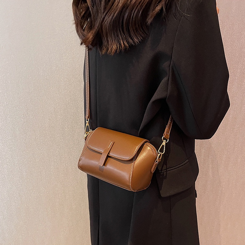 Túi Đeo Chéo Hình Vuông Nhỏ Màu Đen Có Khóa Kéo Phong Cách retro Cho Nữ