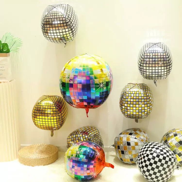 1 Bong Bóng Khí Helium 4D Màu Vàng / Bạc Dùng Trang Trí Tiệc