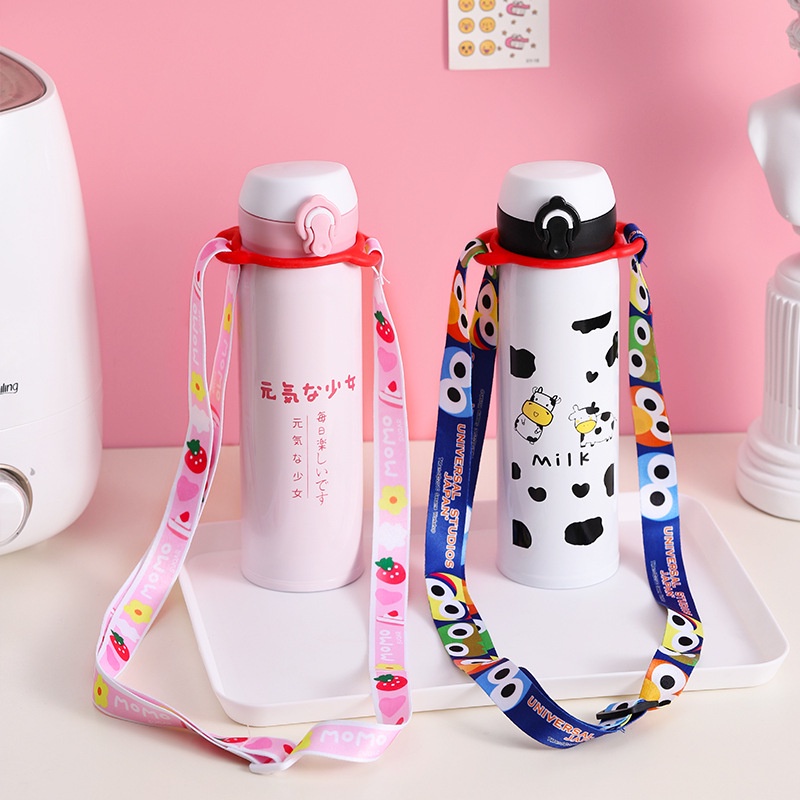 Dây Đeo Bình Nước Họa Tiết Hoạt Hình Dễ Thương Tiện Dụng Mang Theo Du Lịch