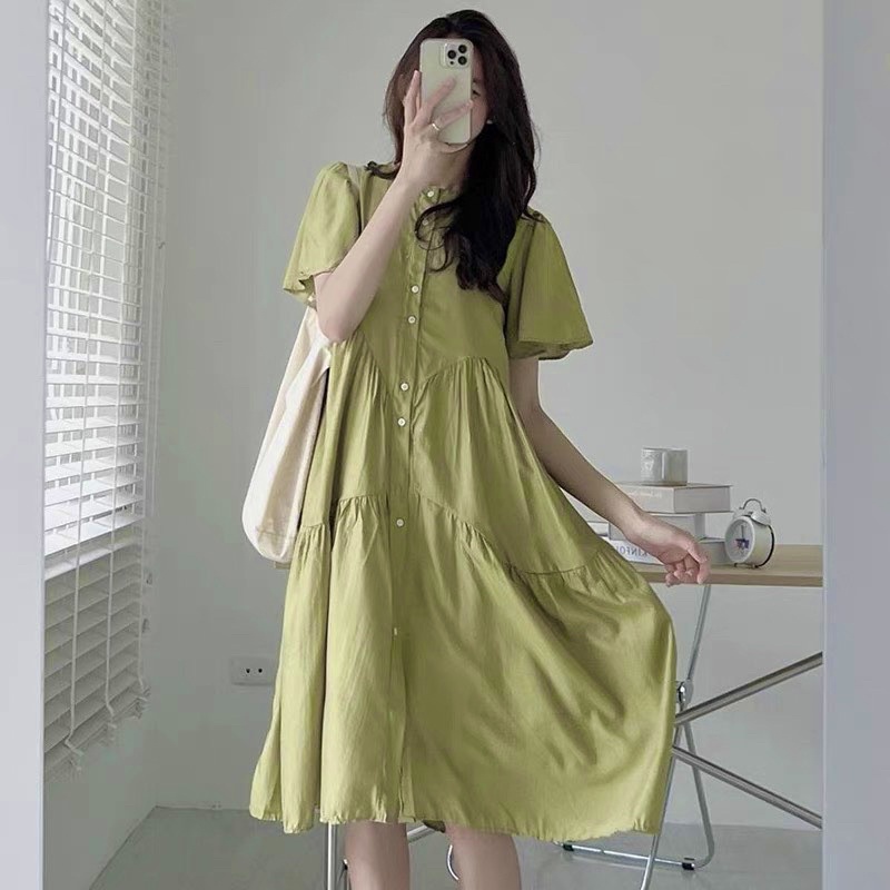 Váy babydoll dáng rộng bà bầu mặc ổn phong cách ulzzang dành cho nữ lahoachoem
