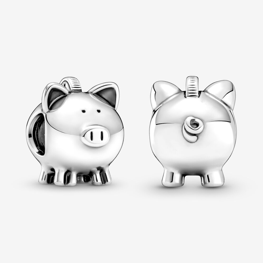 PANDORA Ống Heo Đất Mạ Bạc Dễ Thương Xinh Xắn