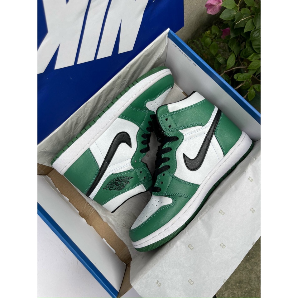 Giày thể thao sneaker jordan 1 trắng xanh lá cây cao cổ hàng cao cấp