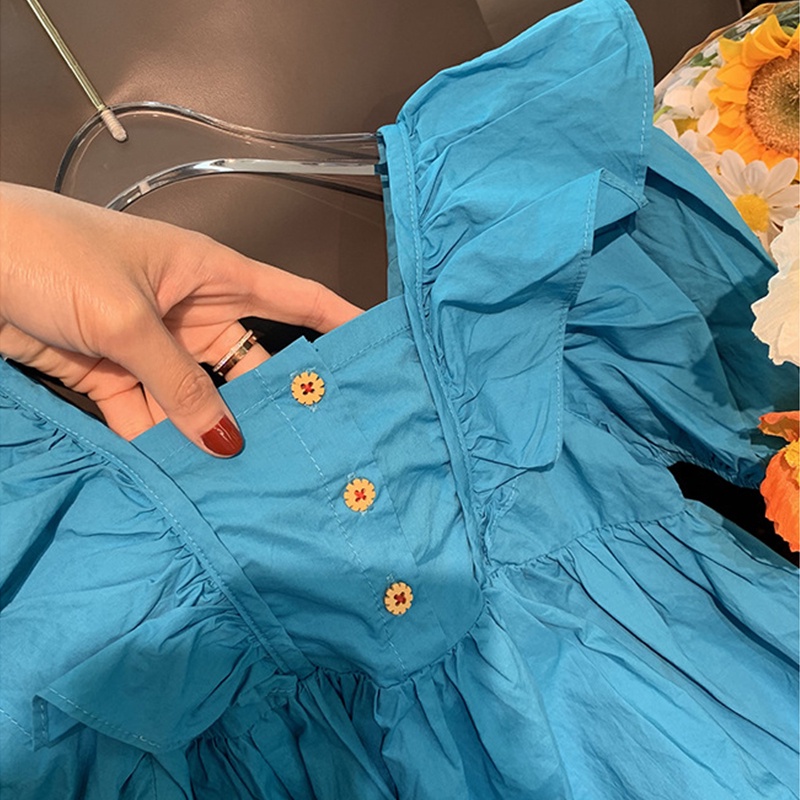 Đầm Công Chúa Mùa Hè Tay Phồng Ngắn Phong Cách Hàn Quốc Cho Bé Gái 1-7 Tuổi