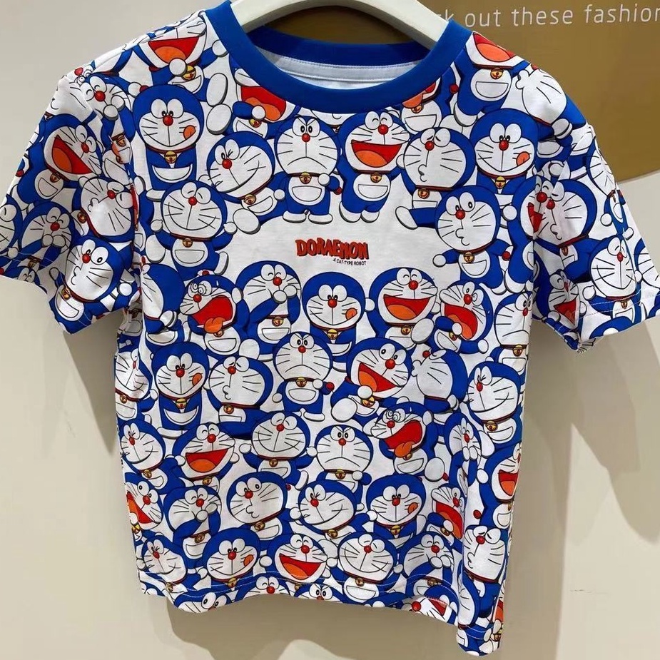 Áo Thun Tay Ngắn In Hình Doraemon Phong Cách Phương Tây Thời Trang Xuâ