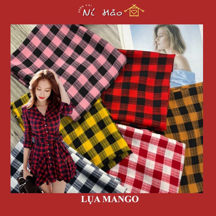 👗Vải LỤA MANGO CARO, hàng vải Ní Hảo, lụa loại 1,vải may đầm, áo dài, áo sơ mi, đồng phục. đồ công sở,thời trang nữ