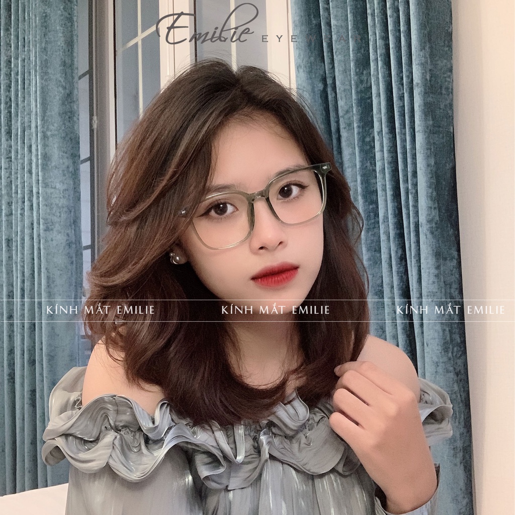 Gọng kính nam nữ vuông nhựa dẻo cốt kim loại size to chắc chắn Kính mắt Emilie phụ kiện thời trang 9205