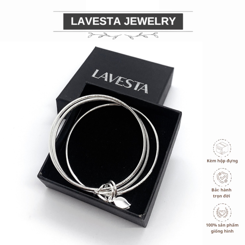 Vòng tay bạc nữ 925, Lavesta thanh lịch sang chảnh charm lá SUNF75