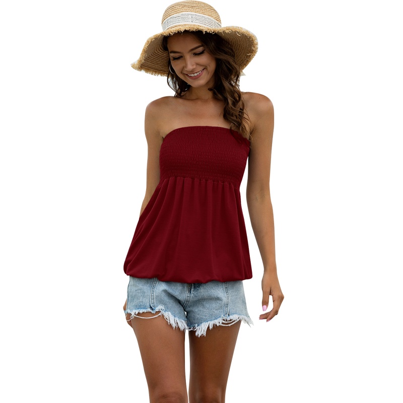 Áo Ống Màu Trơn Không Tay Hở Vai Thời Trang Mùa Hè Dành Cho Nữ