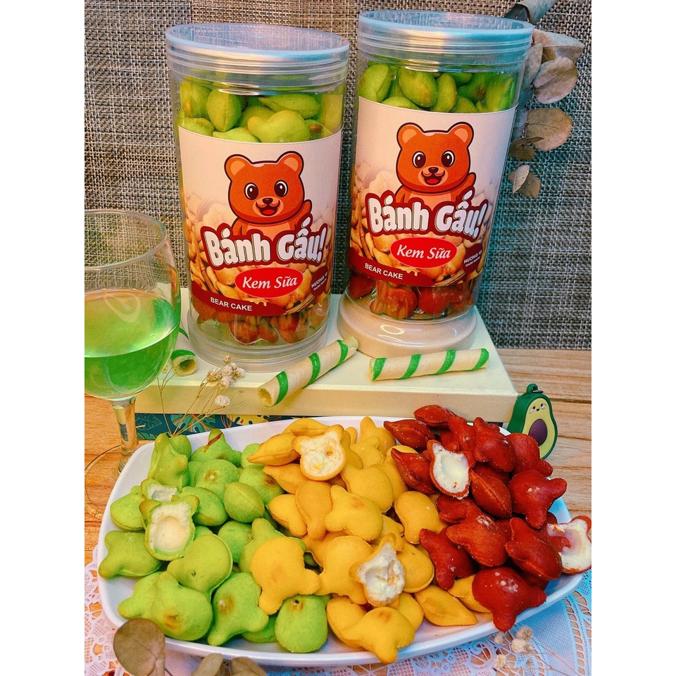 Bánh gấu nhân kem sữa mix 3 vị/hũ PET 420g món quà tuyệt vời của tuổi thơ shop TIN TIN
