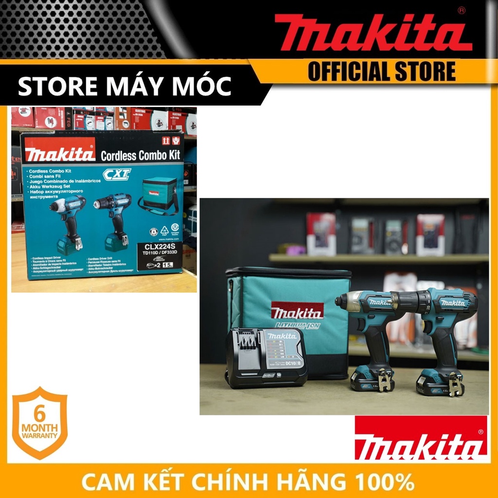 BỘ SẢN PHẨM MÁY KHOAN VẶN VÍT PIN 12V MAKITA CLX224S- HÀNG CHÍNH HÃNG