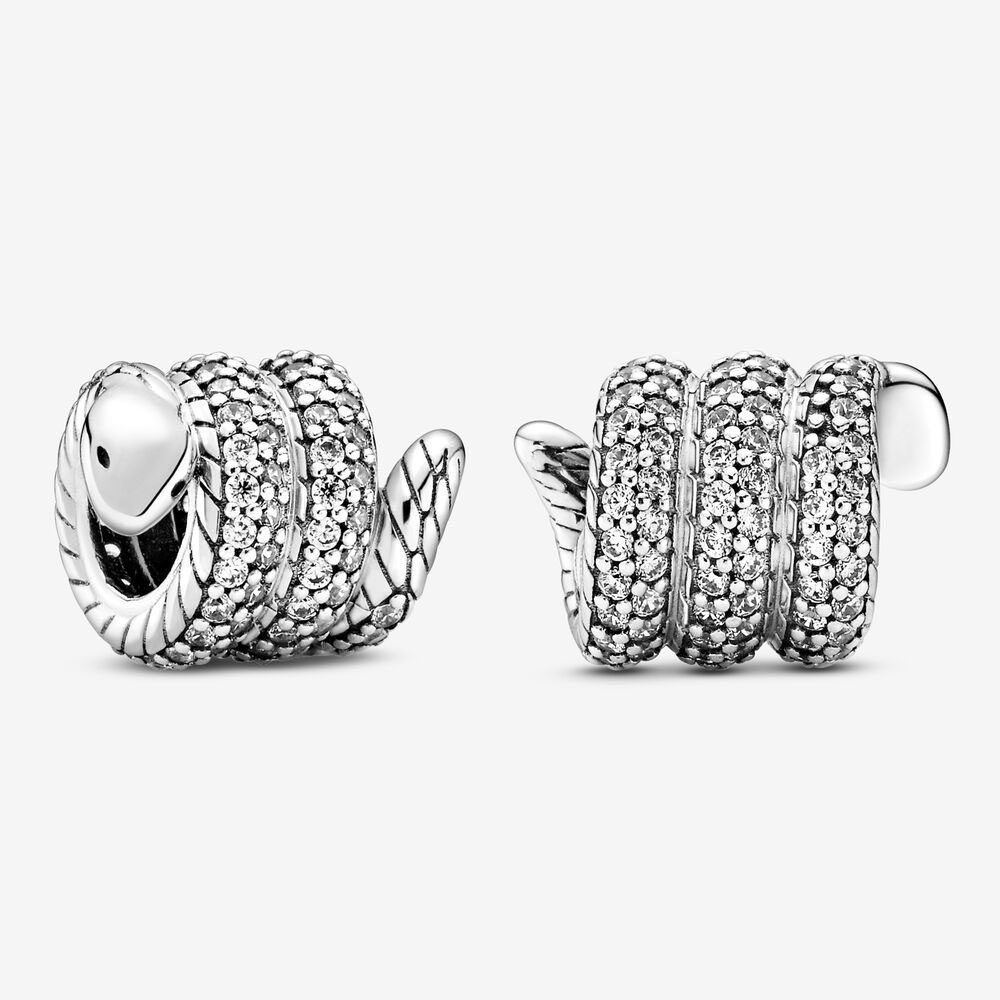 Dây Chuyền Mạ Bạc Pandora Hình Rắn Đính Hạt Lấp Lánh