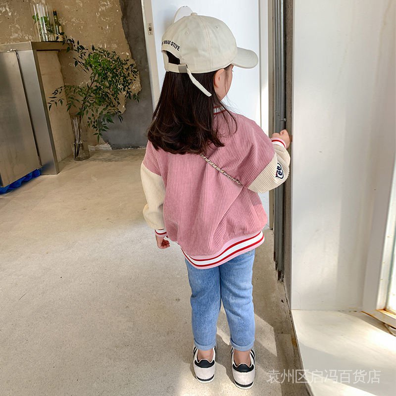 Áo Khoác Bóng Chày Bằng Vải Nhung Thời Trang Xuân Thu 2022 Phong Cách Mới Cho Bé Gái