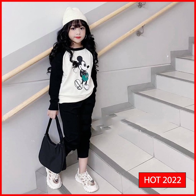 Bộ Dài Tay Thu Đông Mickey Dễ Thương Cho Bé Trai & Bé Gái 2,3,4,5,6,7,8,9,10,11,12,13,14,15,16 tuổi