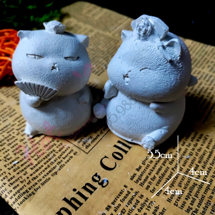 Tô Tượng COUPLE MÈO HOÀNG THƯỢNG, MÈO QUÝ PHI size S, Tượng thạch cao tô màu cao cấp chọn mẫu