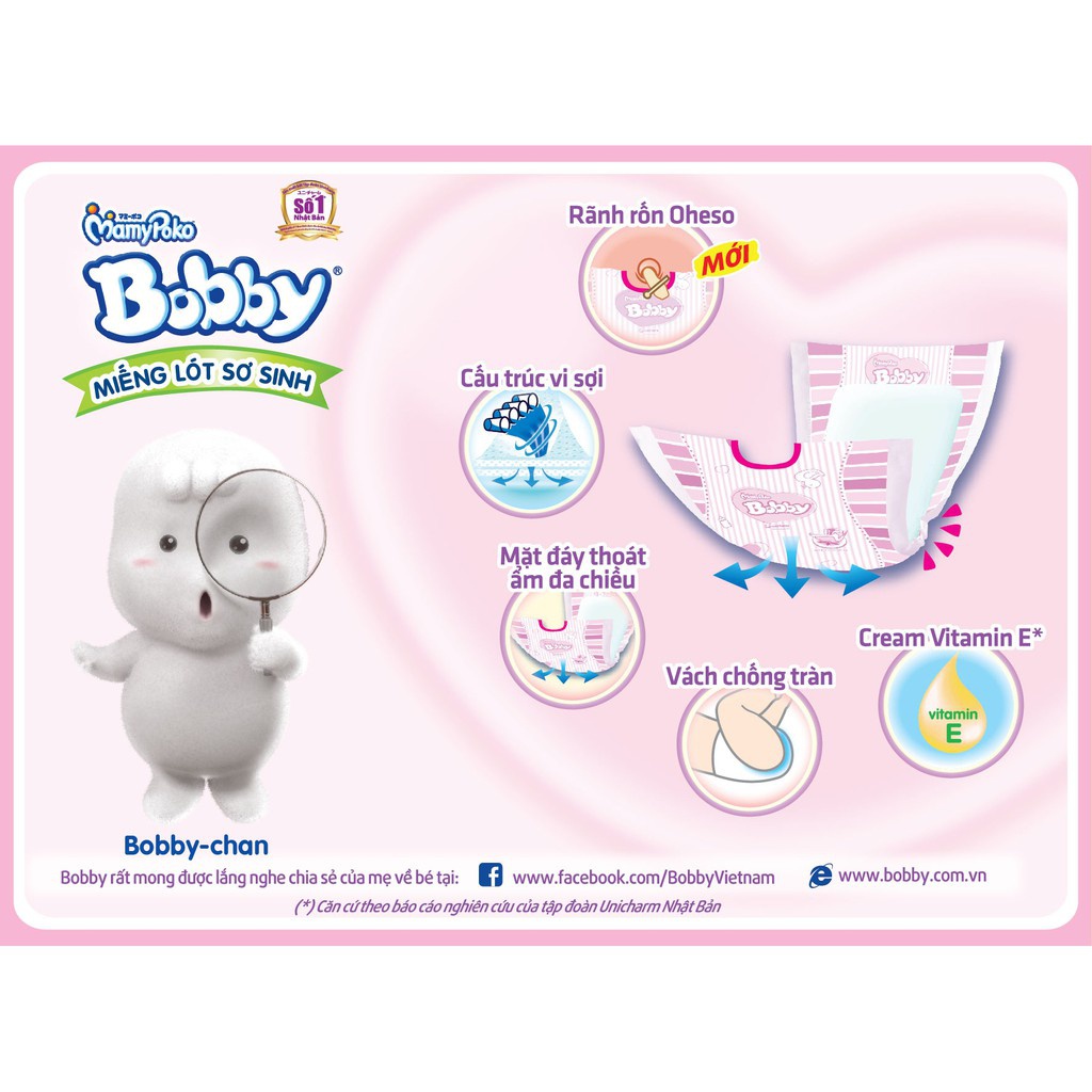 Miếng lót Bobby fresh Newborn 1 cho bé dưới 5 kg 108 miếng